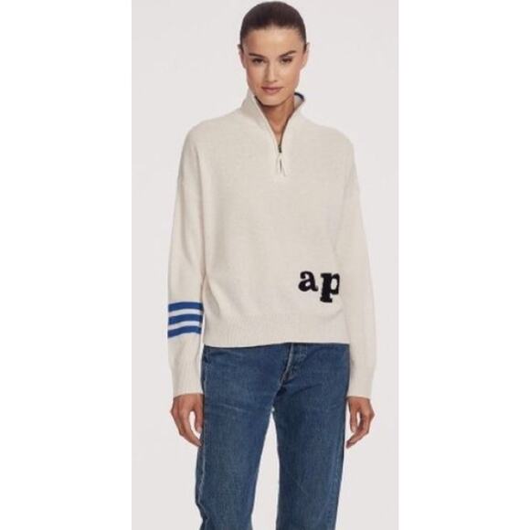 360 Cashmere Sweaters - 360 Cashmere Apres Ski Spell Out Pullover Sweater Medium 1/4 Zip Preppy Casual